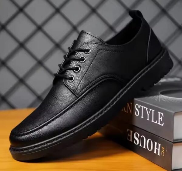 Men's handmade leather office shoes in lace-up, moccasin styles.